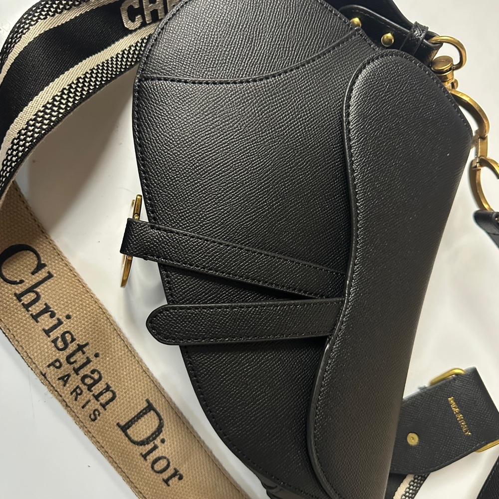 Black Saddle Bag with Signature Strap - Picture 2 of 10